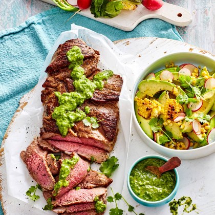 BBQ Lamb with Avocado Chimichurri Dressing